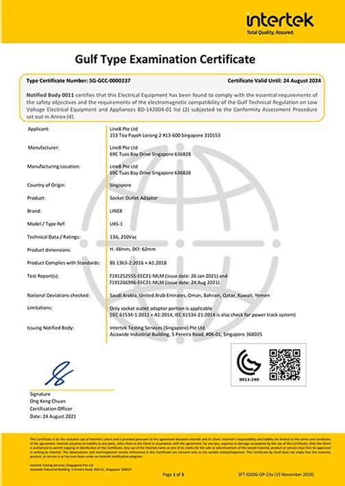Chứng nhận Gulf Type Examination – Intertek (Singapore)
